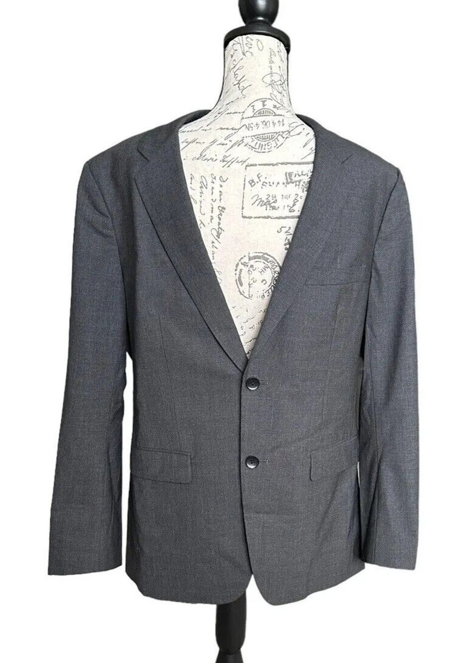 Theory Xylo NP Charcoal Gray Blazer 40R – Stretch Wool Single-Breasted